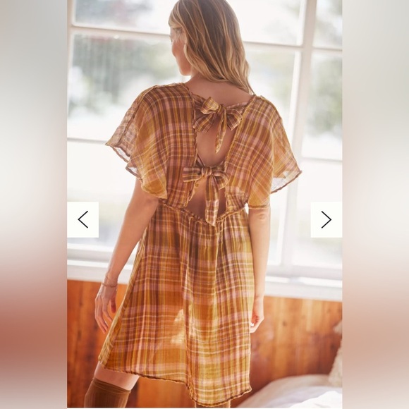 Anthropologie Gauzy Plaid Mini Dress - Picture 8 of 8